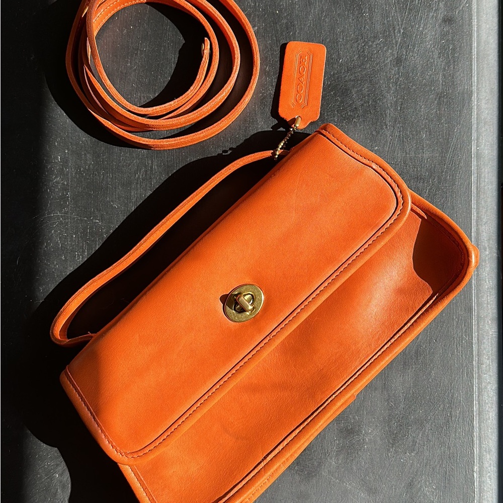 Coach Vintage Rare Tangerine Geometric Clutch Bag